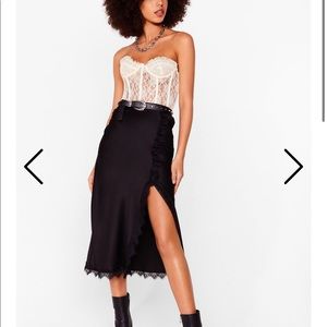 Nasty Gal silk black skirt